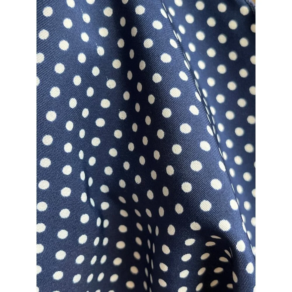 Vintage Scarf Lettuce Edge Polka Dot Blue 29"x9" Classic Chic Womens - Picture 2 of 8